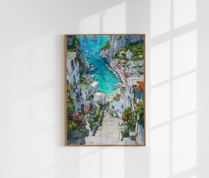 Mediterranean Village Harbor Art