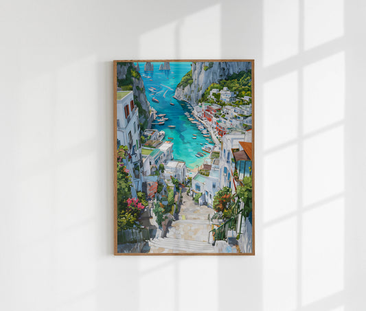 Mediterranean Village Harbor Art