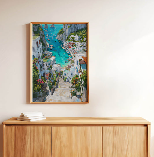 Mediterranean Village Harbor Art