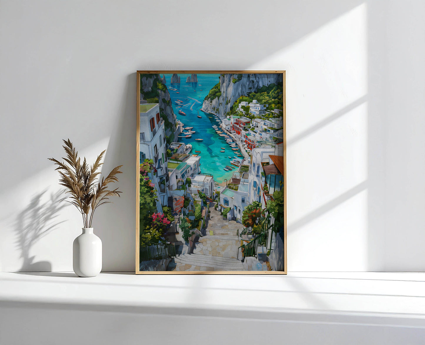 Mediterranean Village Harbor Art