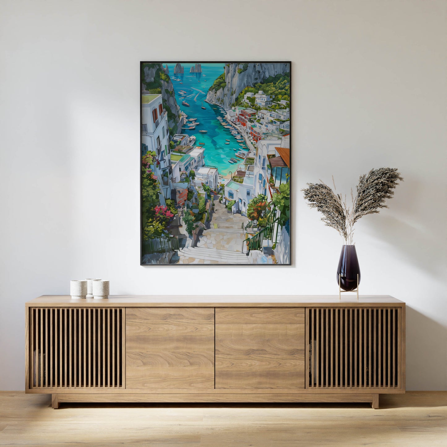 Mediterranean Village Harbor Art