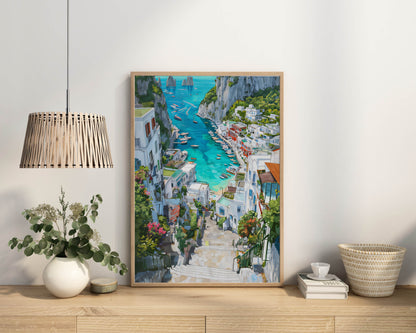 Mediterranean Village Harbor Art